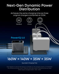 Anker Prime Charger (160W, 3 Ports, Smart Display) and Anker Prime USB-C to USB-C Cable (240W, Upcycled-Braided)
